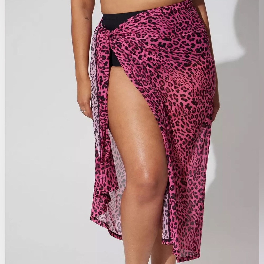 Torrid Pink and Black Sarong Swim Cover-Up ONE SIZE